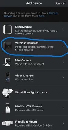 adding blink outdoor wireless camera
