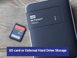 SD card or External Hard Drive Storage